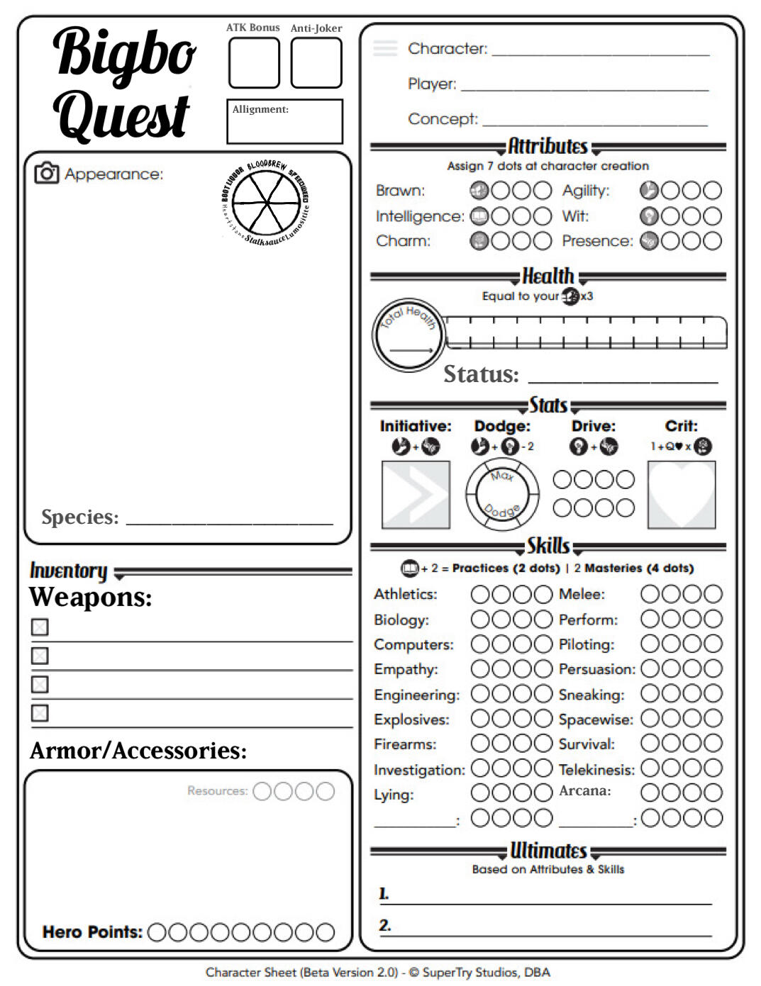 Bigbo Quest Sheet