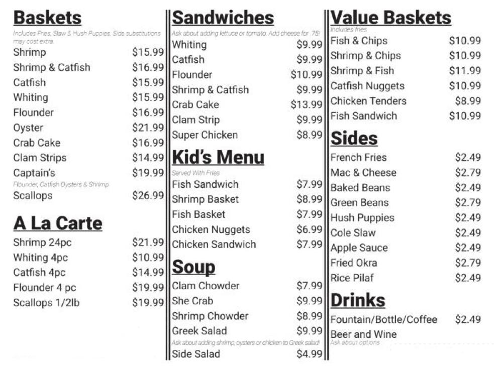 Shrimpstore Menu